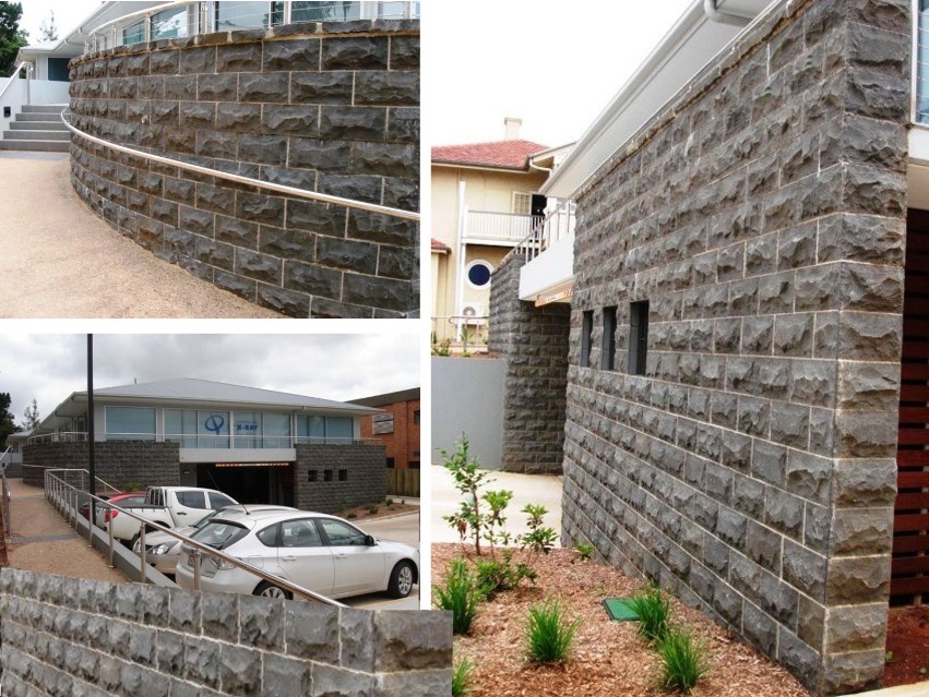 Basalt Rockfaced tiles for QLD X-ray building, Russell Street, Toowoomba.