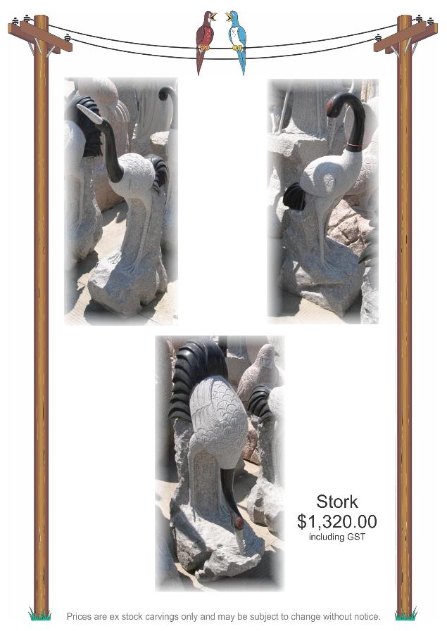 Stork granite birds, J.H. Wagner