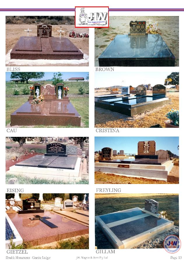 Double Monument with Granite Ledger Floors supplied and installed by J.H. Wagner & Sons