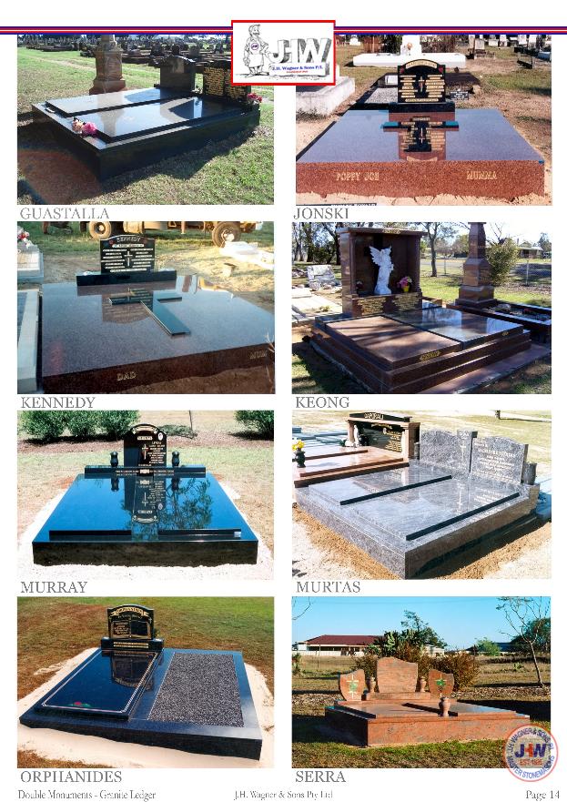 Double Granite Monuments supplied and installed by J.H. Wagner & Sons.
