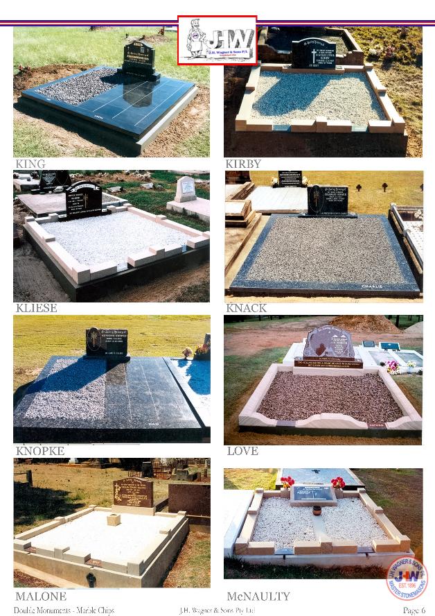 Double Monuments with Marble Chip Floors supplied and installed by J.H. Wagner & Sons.