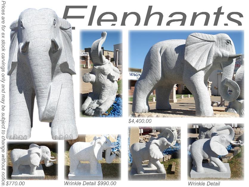 Elephant granite statue from Wagner Toowoomba