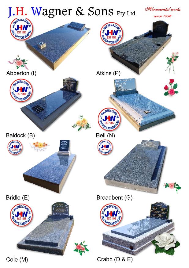 Grandee Grey granite Single Monuments by J.H. Wagner & Sons.
