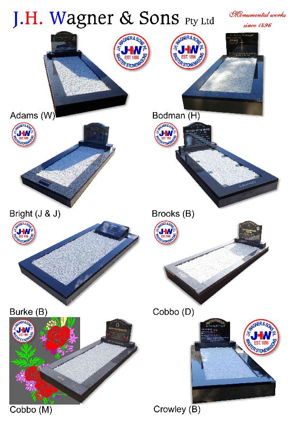 Single Monuments with granite kerbs by J.H. Wagner & Sons.