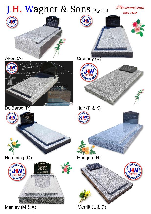 Single Monuments with Sandstone Tile or Ledger floor by J.H. Wagner & Sons.