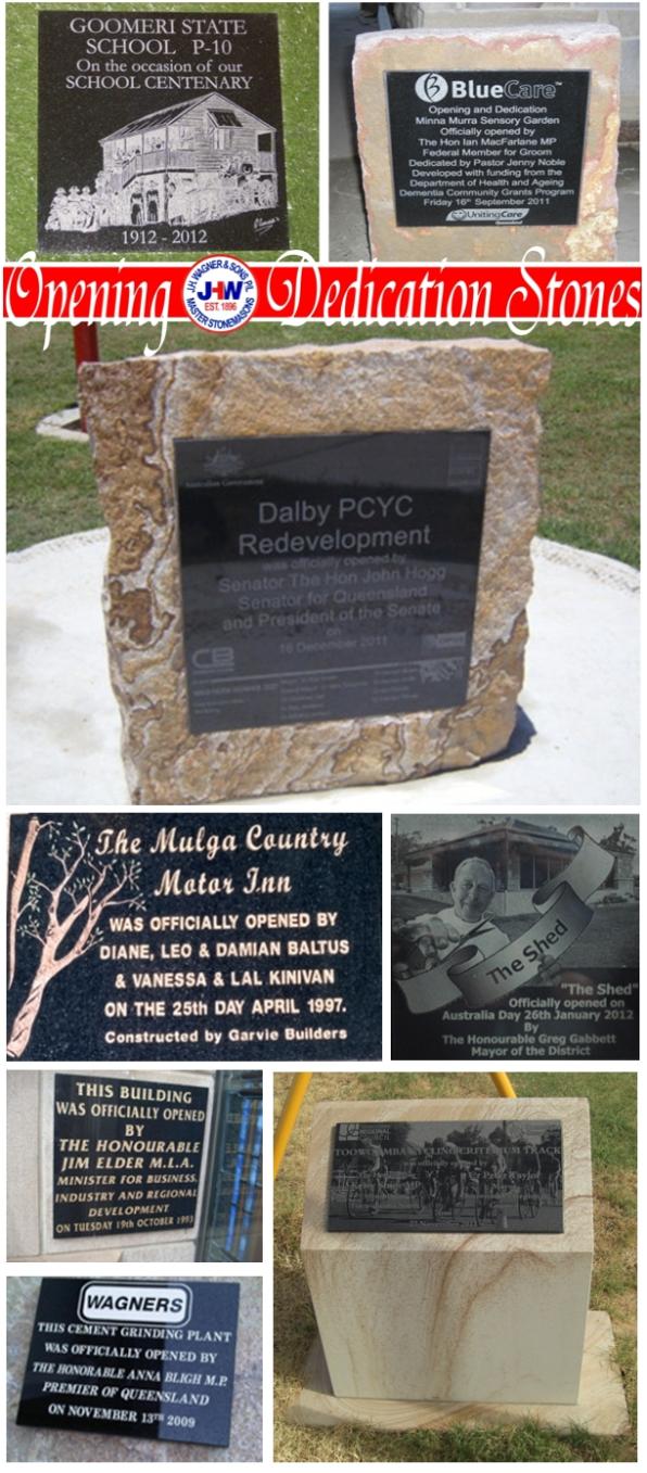 Opening & Dedication Stones by J.H. Wagner & Sons.