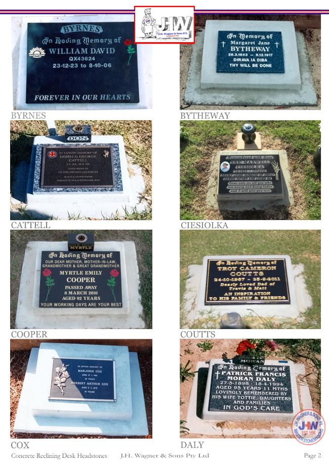 Concrete Reclining Desk Headstones Page 2 by J.H. Wagner & Sons.