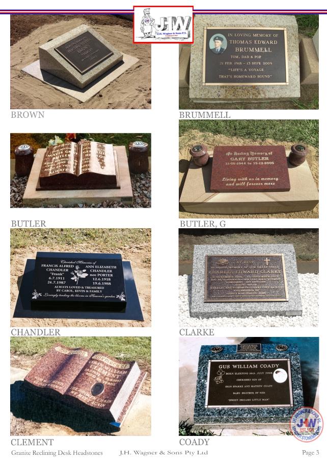 Granite Reclining Desk Headstones by J.H. Wagner & Sons Page 3