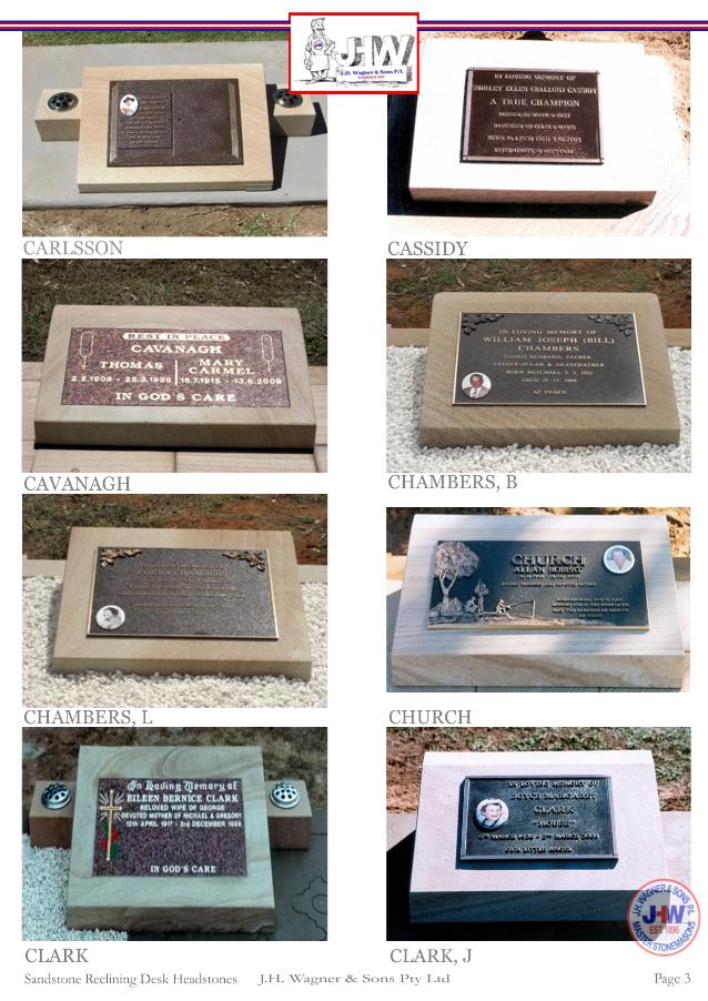 Sandstone Reclining Desk Headstones by J.H. Wagner & Sons Page 3