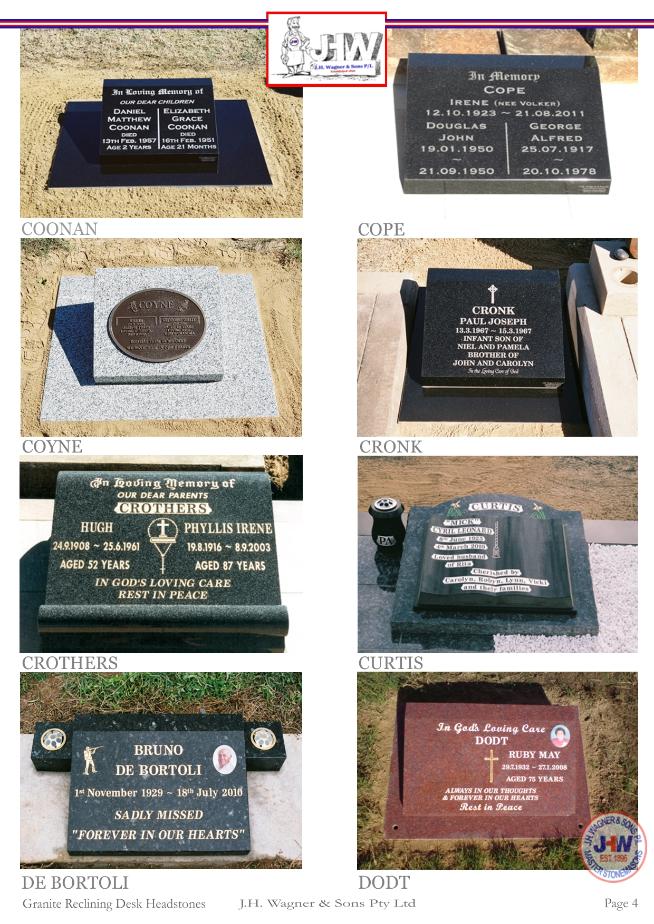 Granite Reclining Desk Headstones by J.H. Wagner & Sons Page 4