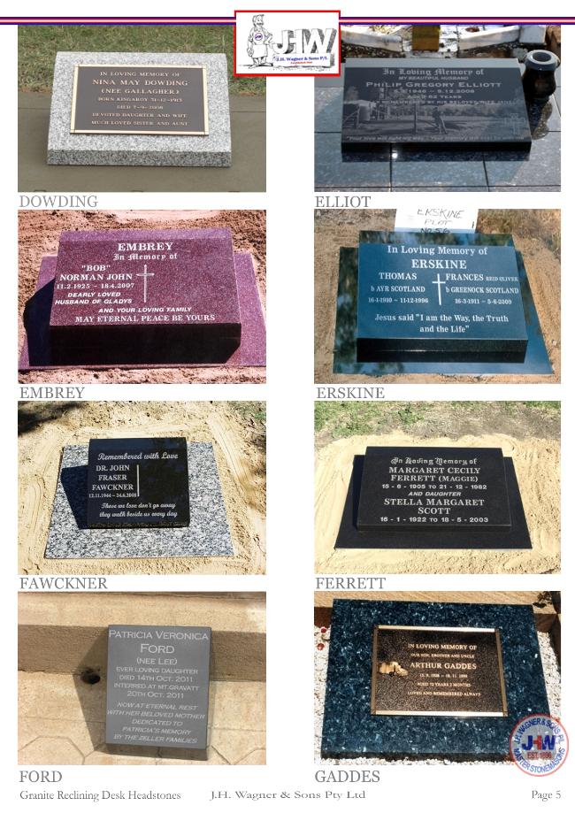 Granite Reclining Desk Headstones by J.H. Wagner & Sons Page 5