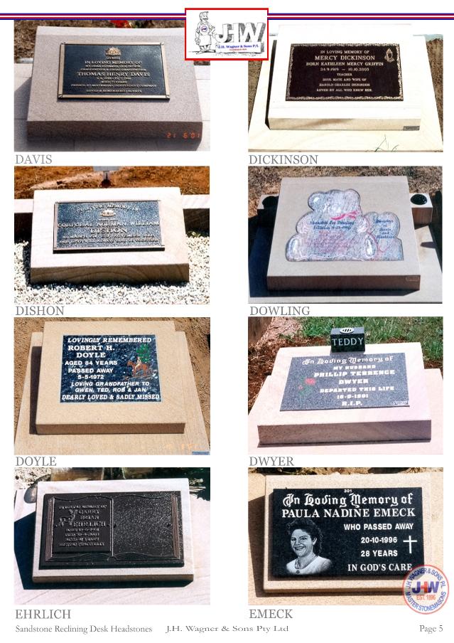 Sandstone Reclining Desk Headstones by J.H. Wagner & Sons Page 5