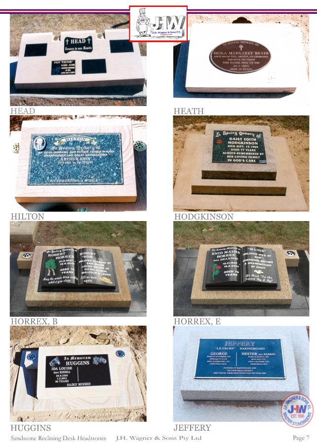 Sandstone Reclining Desk Headstones by J.H. Wagner & Sons Page 7