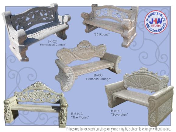 Granite garden benches Toowoomba and Brisbane, Queensland