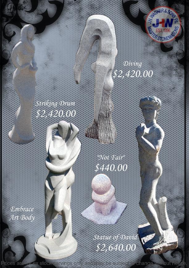 Granite statues from J.H. Wagner and Sons, Toowoomba and Brisbane Queensland