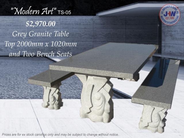 Granite garden table setting Queensland J H Wagner