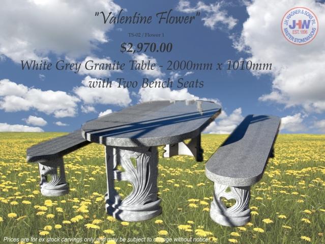 Valentine Granite table setting J.H. Wagner, Harristown and Sumner Park