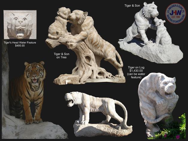 Carved granite Tiger sculpture from J.H. Wagner and Sons Toowoomba and Brisbane, Queensland