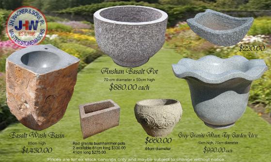 Stone garden pots Toowoomba and brisbane J.H. Wagner