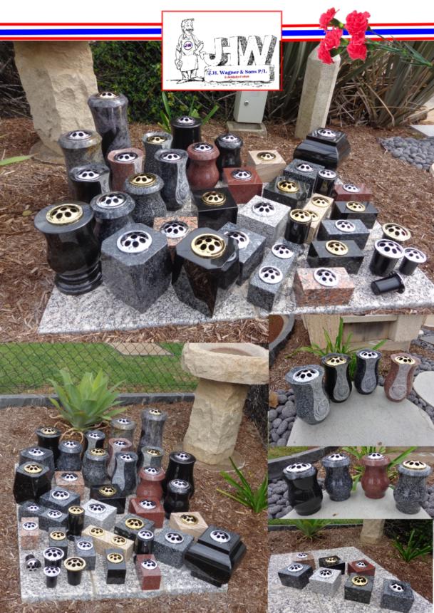 Cemetery vases by JH Wagner & Sons