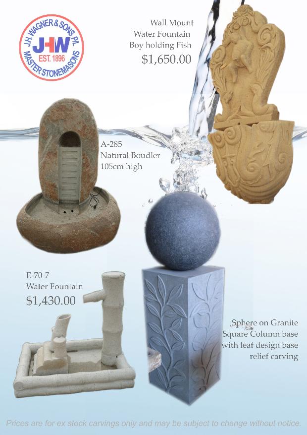 Natural stone water fountains from J.H. Wagner Toowoomba and Brisbane