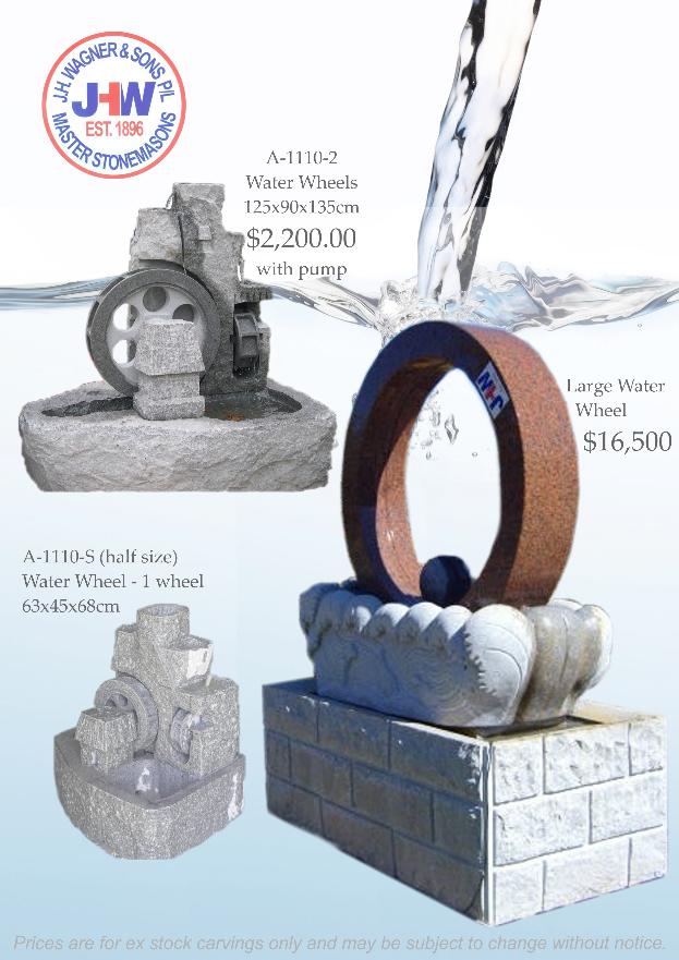 Natural granite stone water fountains Toowoomba and Brisbane, J.H. Wagner